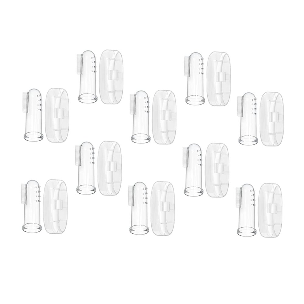 GOOHOCHY 10sets Toothbrush Cover Soft Silicone Finger Toothbrush for Boy Girl Teething Brush Boy Girl Oral Massager for Newborn Grooming Kit