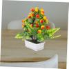 ORFOFE Artificial Fruit Tree with Pot Realistic Faux Bonsai Simulation Potted Plant Desktop Home Office Decor with White Rectangular Pot and Red Fruit Accents view 2