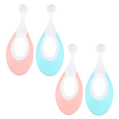 GOOHOCHY Infant Toothbrush Set 4pcs Soft Gentle Bristles Non-Slip Ergonomic Handle Deep Clean for Baby Gums and Teeth