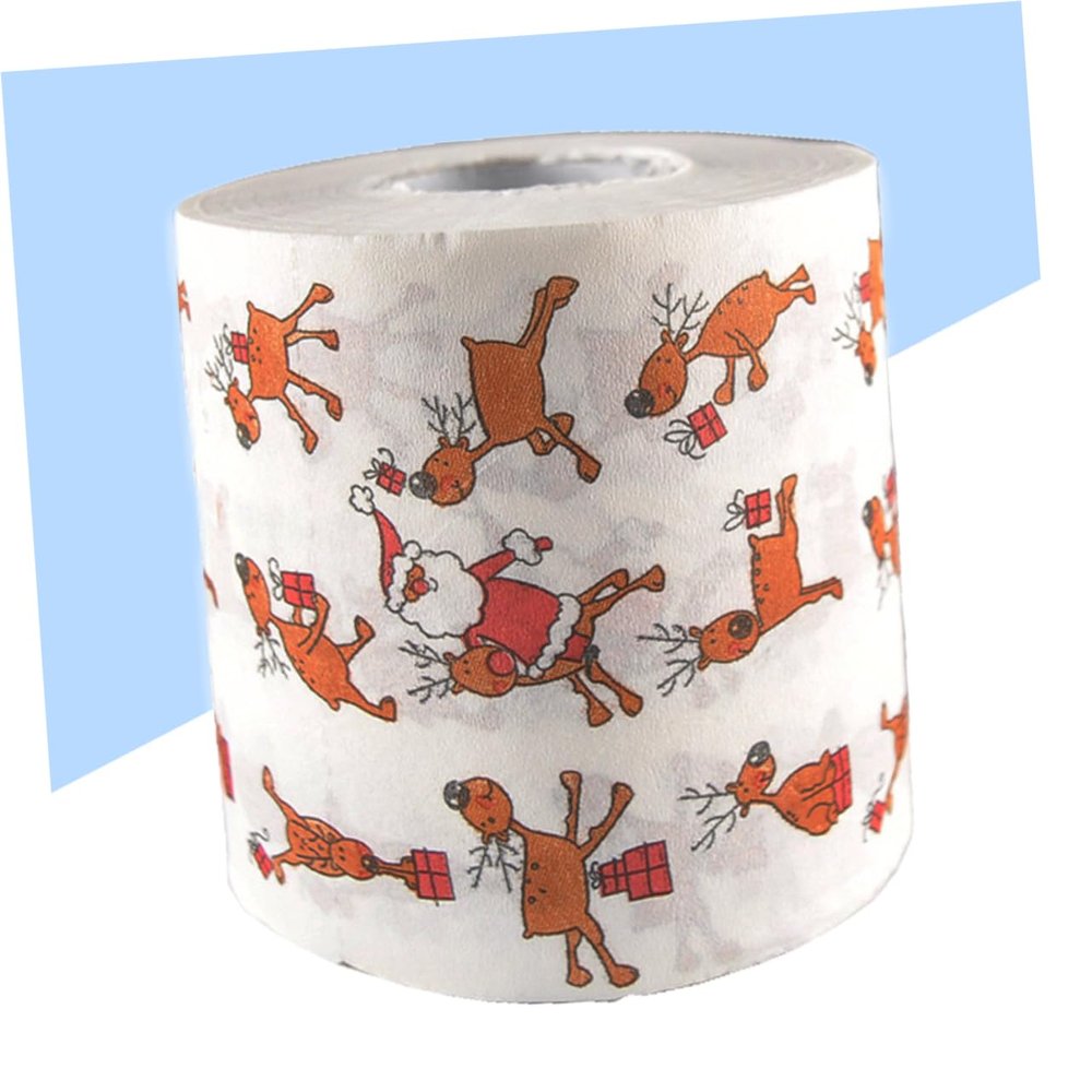 ABOOFAN Christmas Elk Tissue Paper Roll Printed Toilet Paper Novelty Festive Toilet for Holiday Decor
