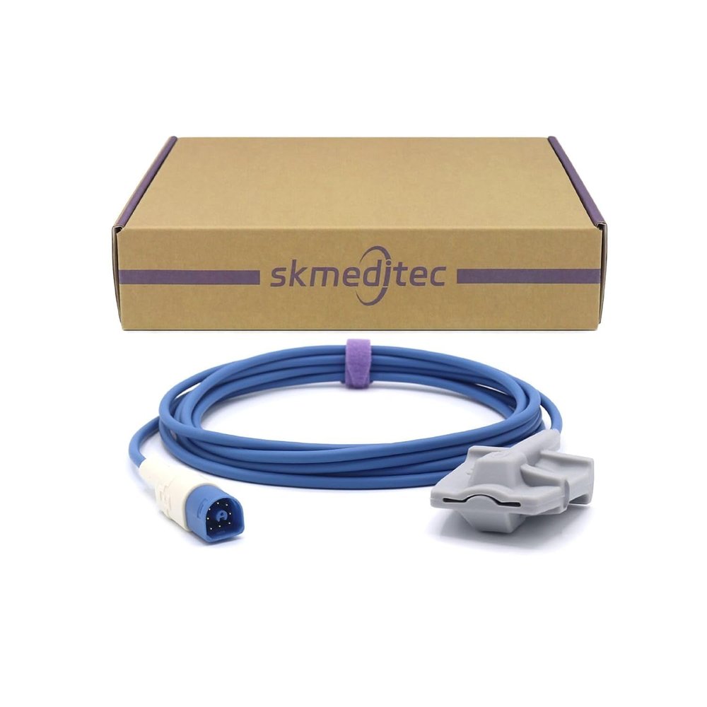 skmeditec SpO2 Sensor Compatible with PHPhilips MP30 Direct Spo2 Cable with Nellcor Oxismart SpO2 Technology, 3.2FT Sleeve Probe with 8 Pins Connector, Replacement Cord For M1191AL, M1191BL
