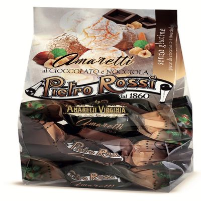 Amaretti Biscuit - Decadent Hazelnut Amaretti With Chocolate Drops In A Gift Pouch (Gluten-Free)| Traditional Soft Amaretti Biscuits Gift Bag | Authentic Italian | Pietro Rossi 180g