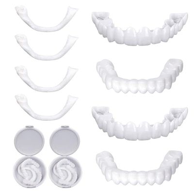Flipped Warmth 2 Pairs False Teeth Veneers Top And Bottom Cosmetic Veneers Teeth Temporary Dentures Teeth Instant Snap on Veneers Teeth, Comfort Dentures for Bad Teeth