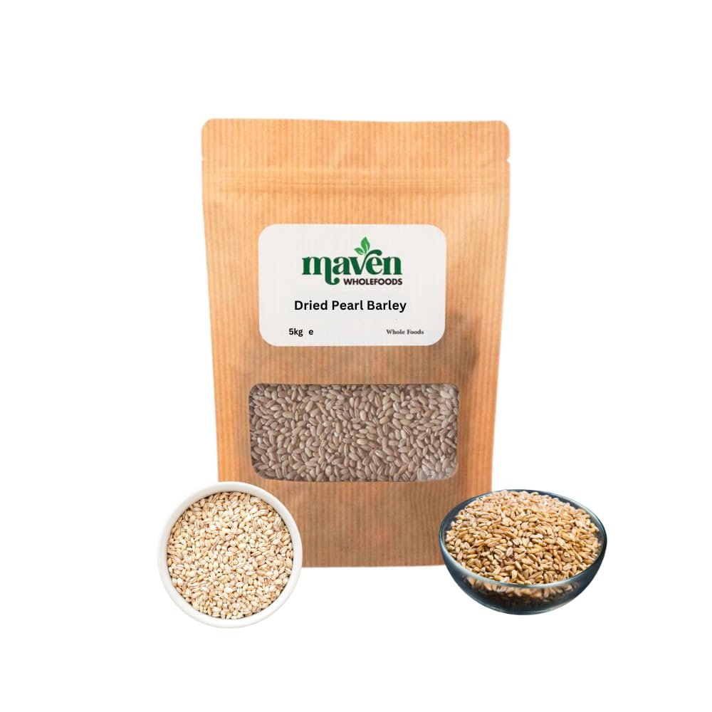 Maven Wholefoods Pearl Barley 5kg | GMO Free | Vegan | Natural | Source of Protien | High Fibre | No Chemicals | High Plant Protein and Fibre | 100% Whole Grain