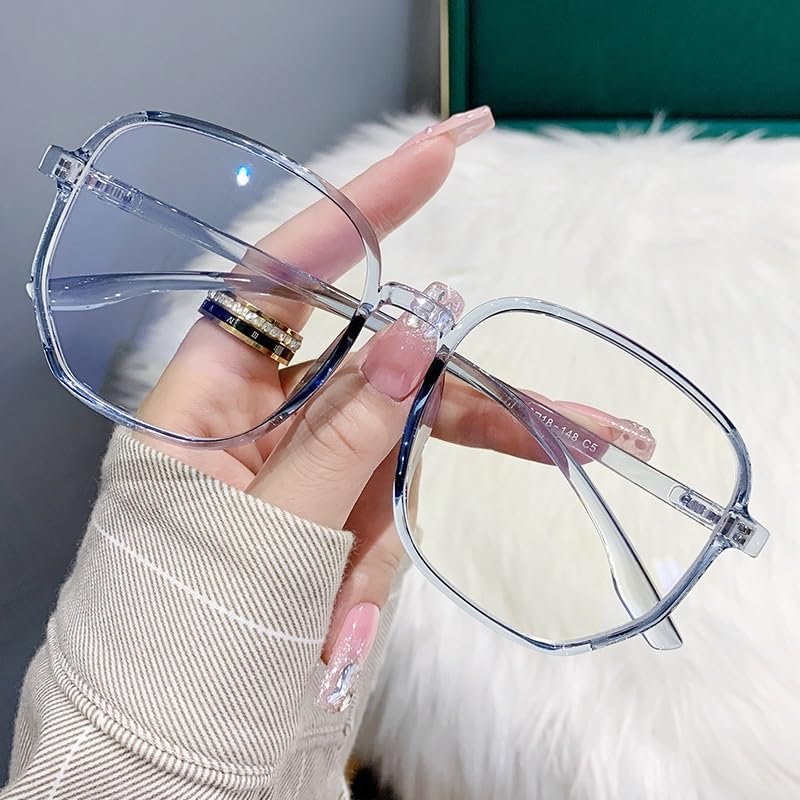 PARWANA Oversized New Reading Glasses Anti Blue Light Computer Readers Anti Eye Strain Flat Light Mirror Presbyopic Glasses (Color : Blue, Size : +0.00)