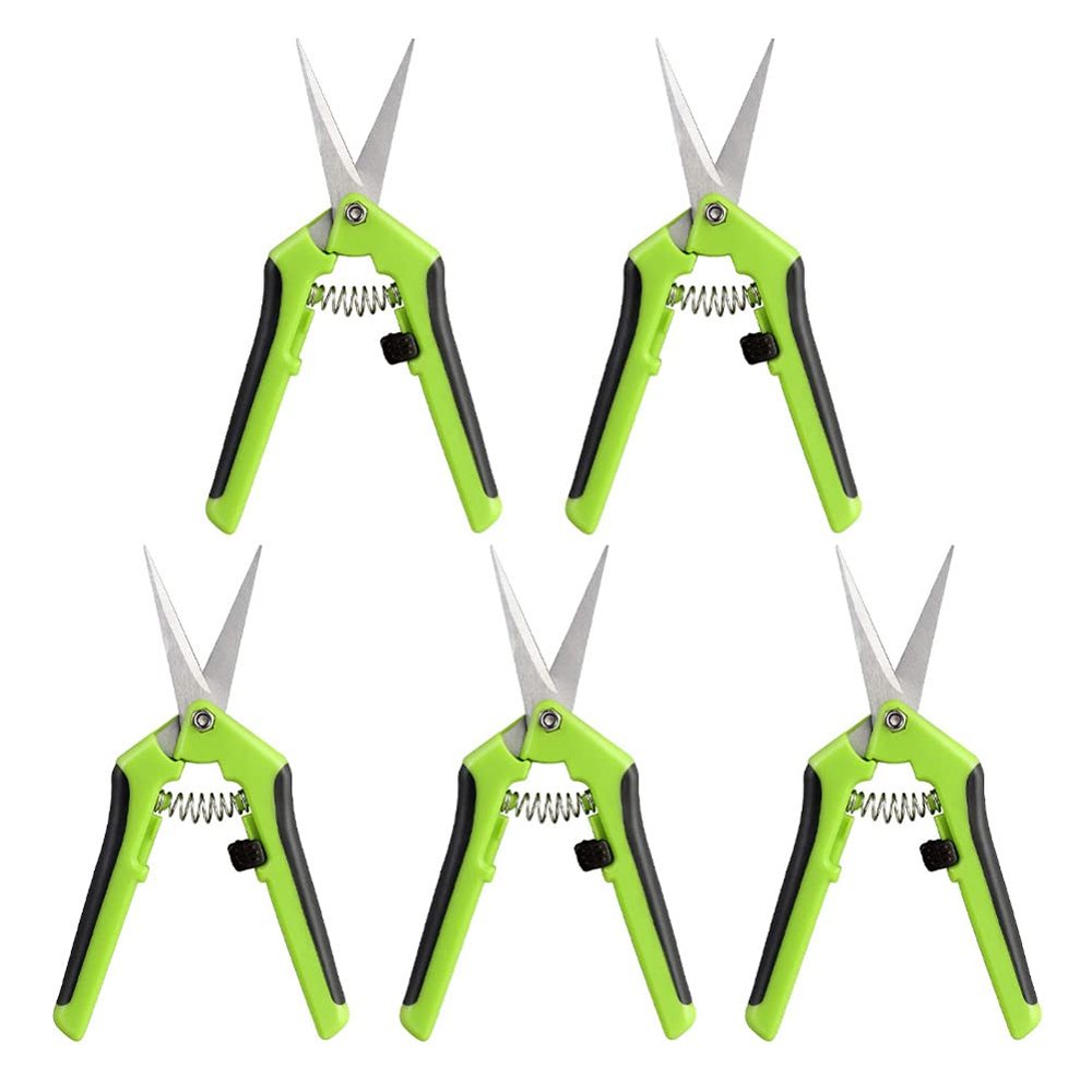 5PCS Professional Pruning Shear, Trimming Scissors- Straight Tip, Gardening Hand Pruner Pruning Shear Straight Stainless Steel Blades with Spring- Loaded Comfort Grip Handles