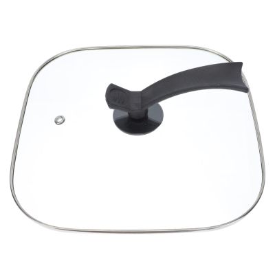 Pot Protector Pot Glass Lid Square Glass Pan Lid Frying Pan Cover Electric Skillet Lids Grill Pan Cover Dishwasher Safe Cookware Replacement Lid 30cm Clear Pot Lid Square Cooking Pot Lid ( Color : Bla