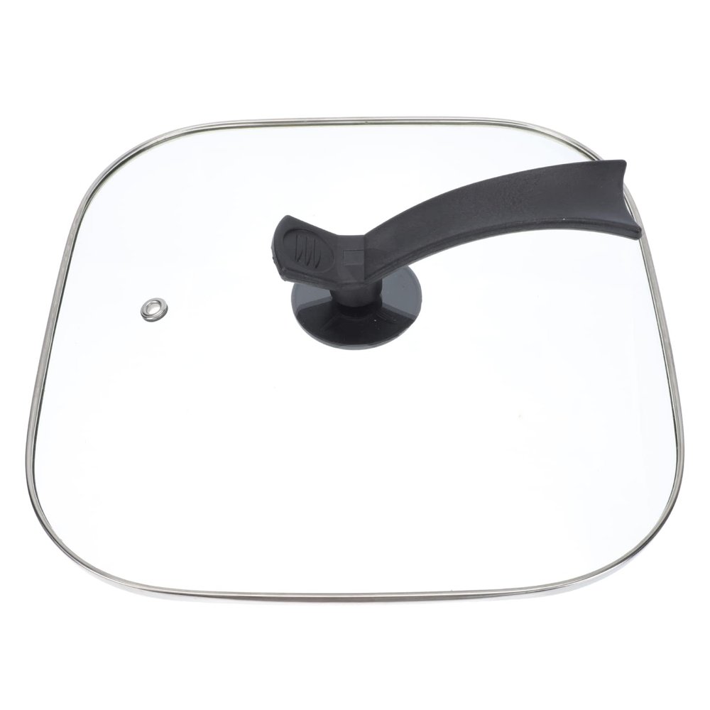 Pot Protector Pot Glass Lid Square Glass Pan Lid Frying Pan Cover Electric Skillet Lids Grill Pan Cover Dishwasher Safe Cookware Replacement Lid 30cm Clear Pot Lid Square Cooking Pot Lid ( Color : Bla