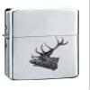 A53 Red Stag Head BLACK FINISH fine English Pewter on a chrome silver wind proof ligher flip top petrol refillable view 1