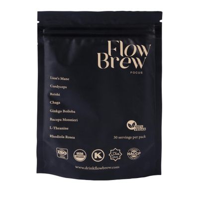 Flow Brew Mushrooms Memory + Focus, All in one adaptogen Blend for Focus, Energy and Calm