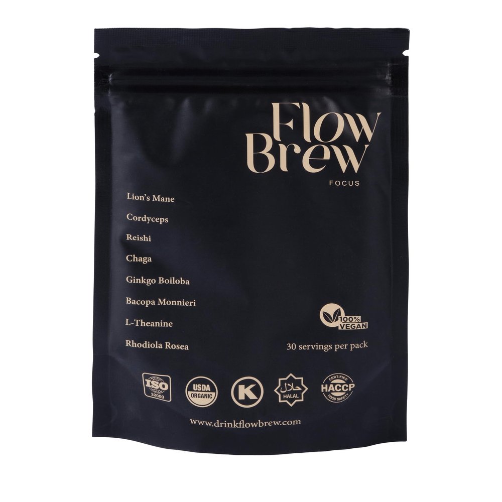 Flow Brew Mushrooms Memory + Focus, All in one adaptogen Blend for Focus, Energy and Calm