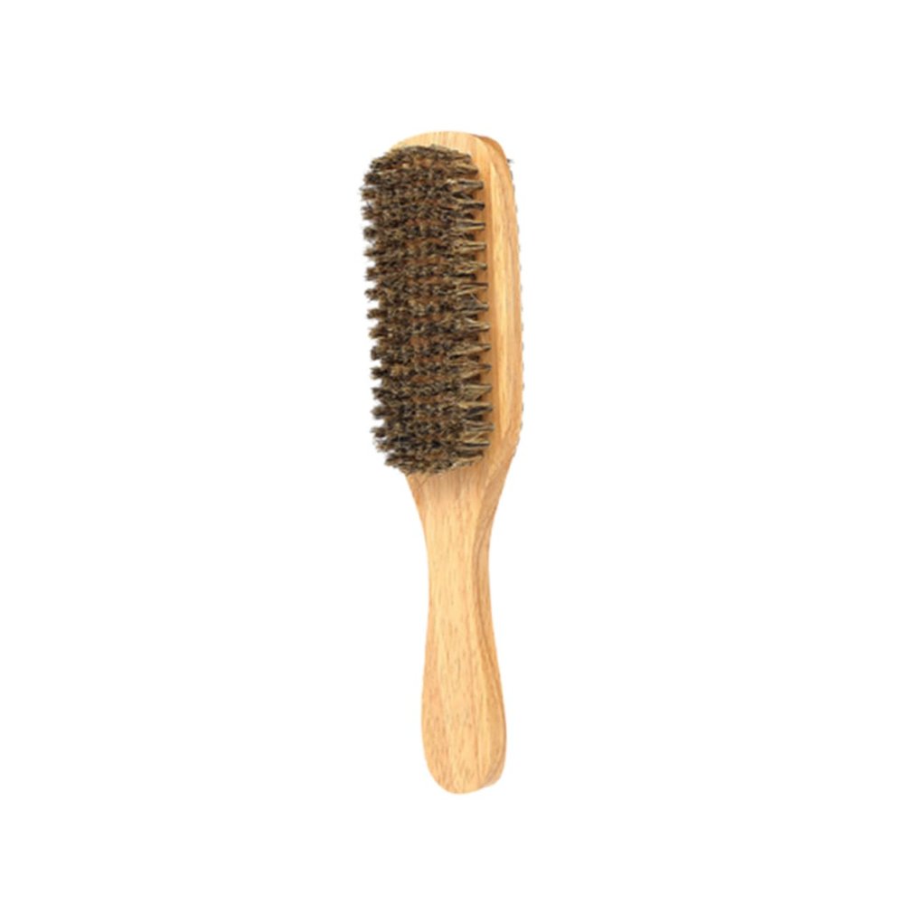 POPETPOP Men's Double-Sided Beard Styling Brush Boar Bristles Large Size Portable Wooden Handle Smoothing Detangling
