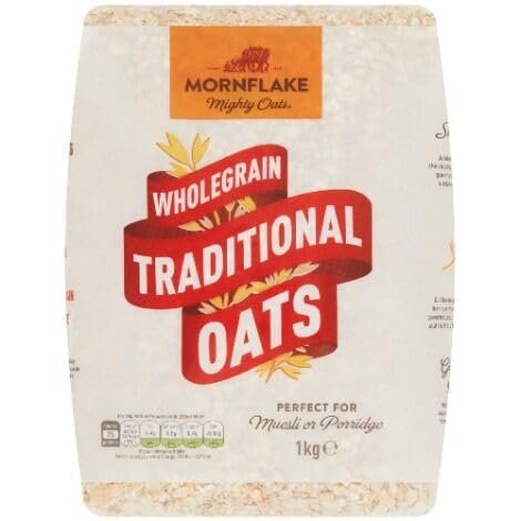 Mornflake Wholegrain Traditional Oats 1 kg | 100% All Natural Ingredients, High In Fibre. Creamy, Perfect For Breakfast Porridge Oats, Overnight Oats & Granola. Suitable For Vegan Diet | Sold by EPL