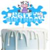 Milk Cow Happy Birthday Cake Topper Decorations Farm Cow Themed Party Decorations Cow Farm Animal Themed Birthday Party Milk Baby Shower Supplies for Kids Boys Girls view 1