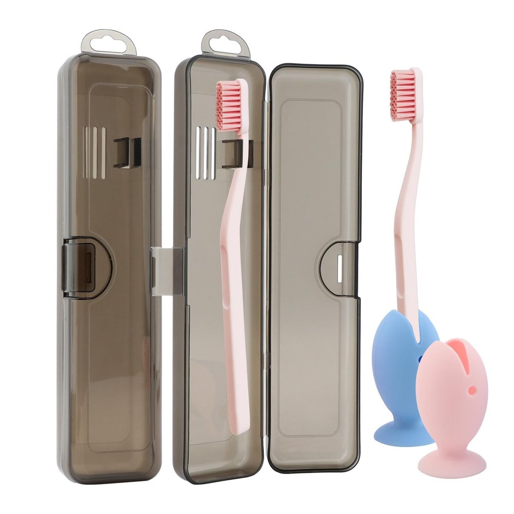 LOQJSS Toothbrush Case 2 Packs,Toothbrush Travel Case W/Toothbrush Head Cover,Portable Breathable Travel Toothbrush Holder for Traveling, Camping, Home, School, Business