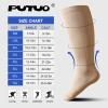 PUTUO Wide Calf Compression Socks: Plus Size Graduated Compression Stockings for Men Women Large Compression Sock for Support Flight Travel Pregnancy Edema Nurses Seniors 20-30 mmHg Beige L/XL 3Pairs view 2