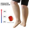 PUTUO Wide Calf Compression Socks: Plus Size Graduated Compression Stockings for Men Women Large Compression Sock for Support Flight Travel Pregnancy Edema Nurses Seniors 20-30 mmHg Beige L/XL 3Pairs view 3