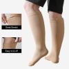 PUTUO Wide Calf Compression Socks: Plus Size Graduated Compression Stockings for Men Women Large Compression Sock for Support Flight Travel Pregnancy Edema Nurses Seniors 20-30 mmHg Beige L/XL 3Pairs view 4