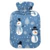 Snowmen Blue Hot Water Bottle with Soft Velvet Cover Hot Water Bag for Pain Relief Hot and Cold Compress Body Bed Warmer 1L view 1