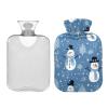 Snowmen Blue Hot Water Bottle with Soft Velvet Cover Hot Water Bag for Pain Relief Hot and Cold Compress Body Bed Warmer 1L view 2