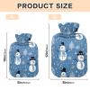 Snowmen Blue Hot Water Bottle with Soft Velvet Cover Hot Water Bag for Pain Relief Hot and Cold Compress Body Bed Warmer 1L view 3