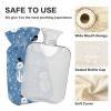 Snowmen Blue Hot Water Bottle with Soft Velvet Cover Hot Water Bag for Pain Relief Hot and Cold Compress Body Bed Warmer 1L view 4