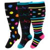 PUTUO Wide Calf Compression Socks: Plus Size Graduated Compression Stockings for Men Women Large Compression Sock for Support Flight Travel Pregnancy Edema Nurses Seniors 20-30 mmHg XXL 3Pairs view 1