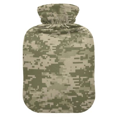 Digital Camouflage Hot Water Bottle with Soft Velvet Cover Hot Water Bag for Pain Relief Hot and Cold Compress Body Bed Warmer 1L