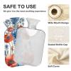 Red Blue Watercolor Poppy Floral Hot Water Bottle with Soft Velvet Cover Hot Water Bag for Pain Relief Hot and Cold Compress Body Bed Warmer 1L view 4