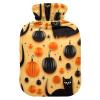 Halloween Cats Pumpkin Hot Water Bottle with Soft Velvet Cover Hot Water Bag for Pain Relief Hot and Cold Compress Body Bed Warmer 1L view 1