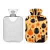 Halloween Cats Pumpkin Hot Water Bottle with Soft Velvet Cover Hot Water Bag for Pain Relief Hot and Cold Compress Body Bed Warmer 1L view 2