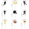 24Pcs Rugby Ball Cupcake Toppers Glitter Trophy American Football Cupcake Picks Touchdown Player Cake Decorations for Super Bowl Rugby Sports Theme Baby Shower Kids Birthday Party Supplies view 2