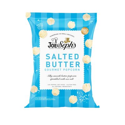 Joe & Seph's Salted Butter Popcorn (1x22g), gourmet popcorn, everyday snacks, for on the go snacking, salty popcorn