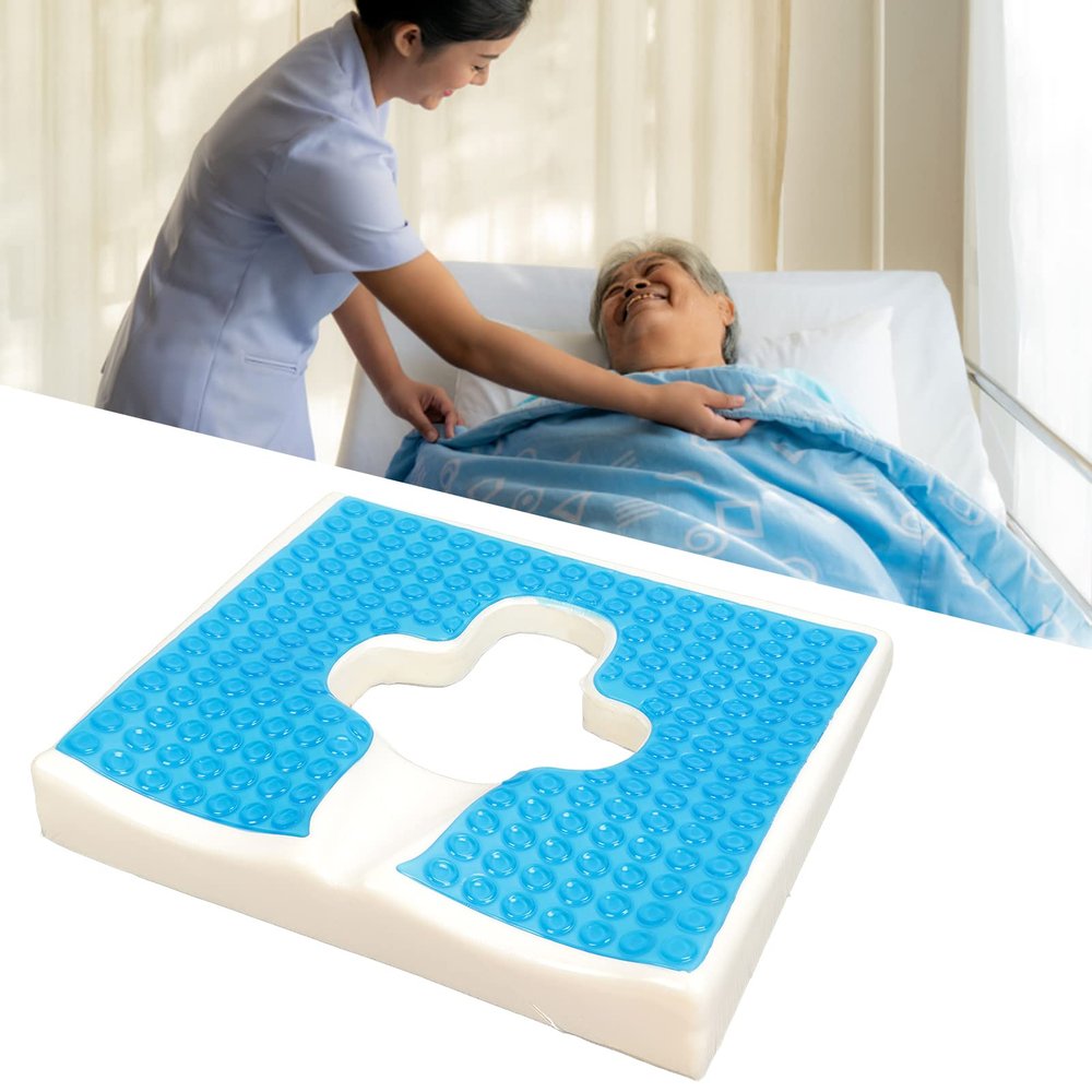 BEIJIALY Anti Bedsore Cushion, Breathe Freely Fiber Material T Shaped Opening Triangular Slope Design Anti Bedsore Pad, Pain Relief Seat Cushion for Elderly Disability