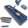2024 Newest Large Flat Mop,360 Freely Rotating Mop Head, Large Flat Mop and Bucket System, Large Flat Mops for Floors, Corner, Window,Blue Bucket+Blue Mop +6 Rag view 1