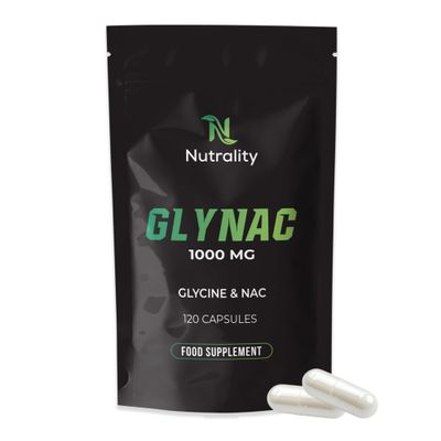 Nutrality Glynac Supplement 1000mg | Glycine & NAC Supplement Formula | Enhanced Health & Wellness | Promotes Youthful Vitality & Anti-Ageing | Antioxidant Support | Vegetarian | 120 Capsules