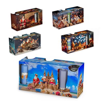 Gertex Holiday DIY Build Your Own 12-Pack Tall Can Beverage Box Advent Calendar | 5, 12-Pack Boxes with 5 Different Holiday Designs
