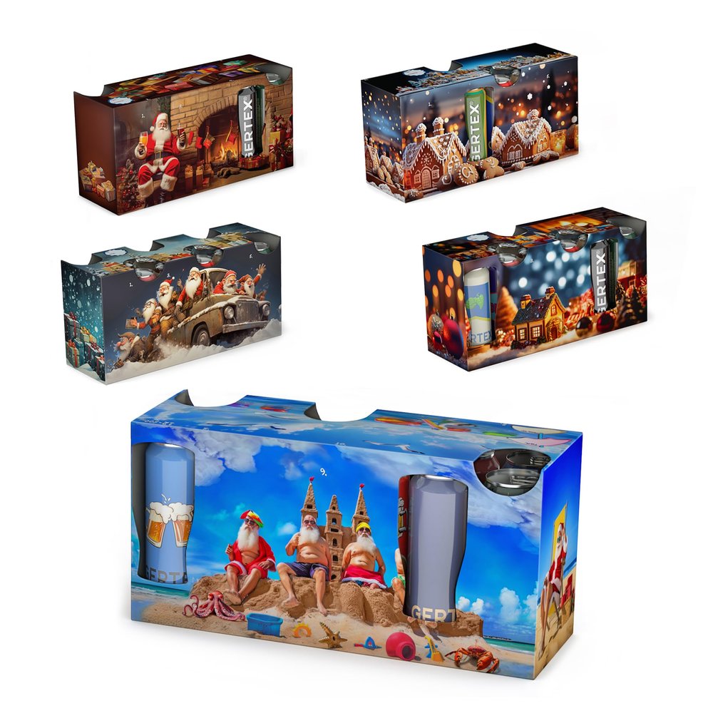 Gertex Holiday DIY Build Your Own 12-Pack Tall Can Beverage Box Advent Calendar | 5, 12-Pack Boxes with 5 Different Holiday Designs