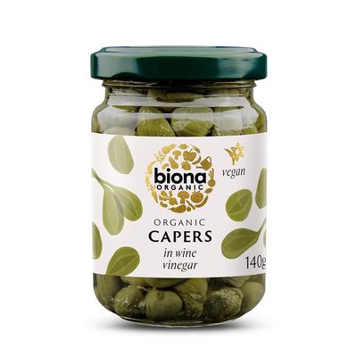 Biona Organic Capers in Wine Vinegar, 140g - Pack of 6 - Organically Grown in The Italian Countryside - Preserved in White Wine Vinegar to Enhance Flavour - for Salads, Pasta Sauces & Sandwiches