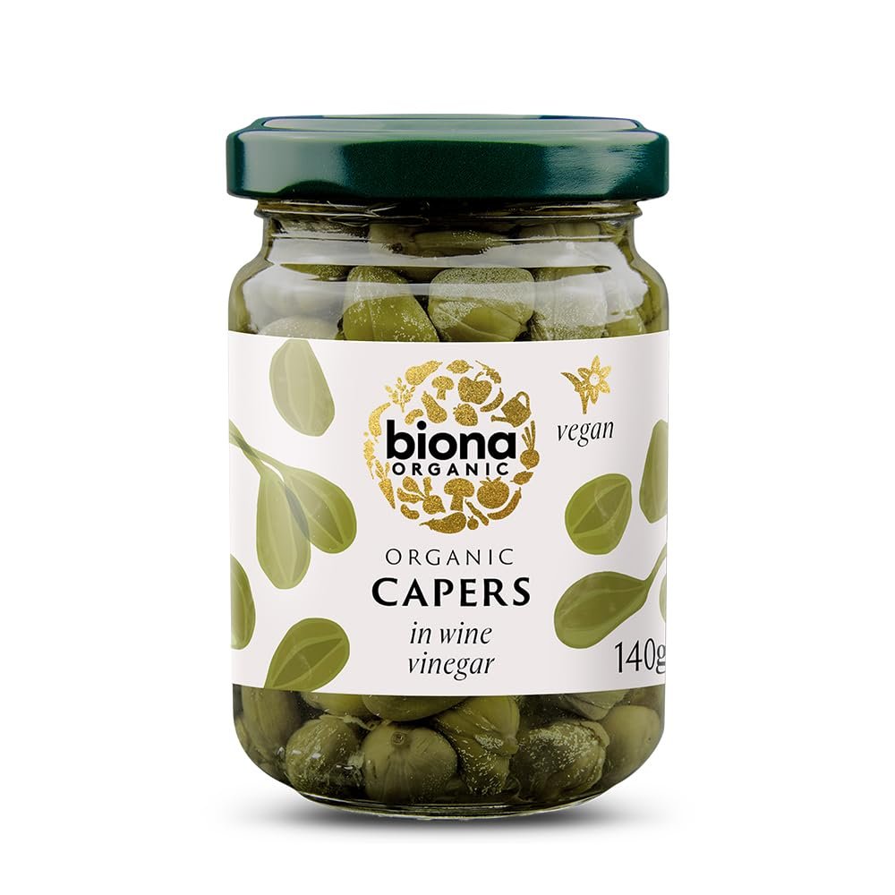 Biona Organic Capers in Wine Vinegar, 140g - Pack of 6 - Organically Grown in The Italian Countryside - Preserved in White Wine Vinegar to Enhance Flavour - for Salads, Pasta Sauces & Sandwiches