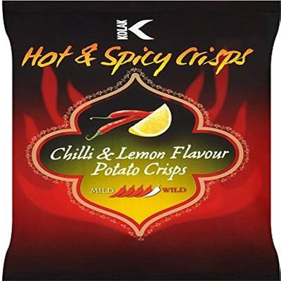 Kolak Hot and Spicy Chilli Lemon Flavour Potato Crisps, 85g (Pack of 12) - Zesty Indian Snack | Premium Quality | Crunchy and Flavorful