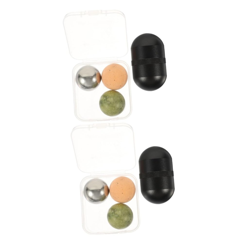 POPETPOP 2sets Jade Rolling Massager for Facial Beauty Cooling Roller Jade Ball for Neck and Eye Treatment Skincare Tools for Dark Circles Relief