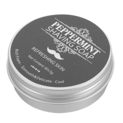 POPETPOP Peppermint Shaving Soap for Men Beard Grooming 100g Natural Refreshing Scent Smooth Wet Shave Suitable for Sensitive Skin