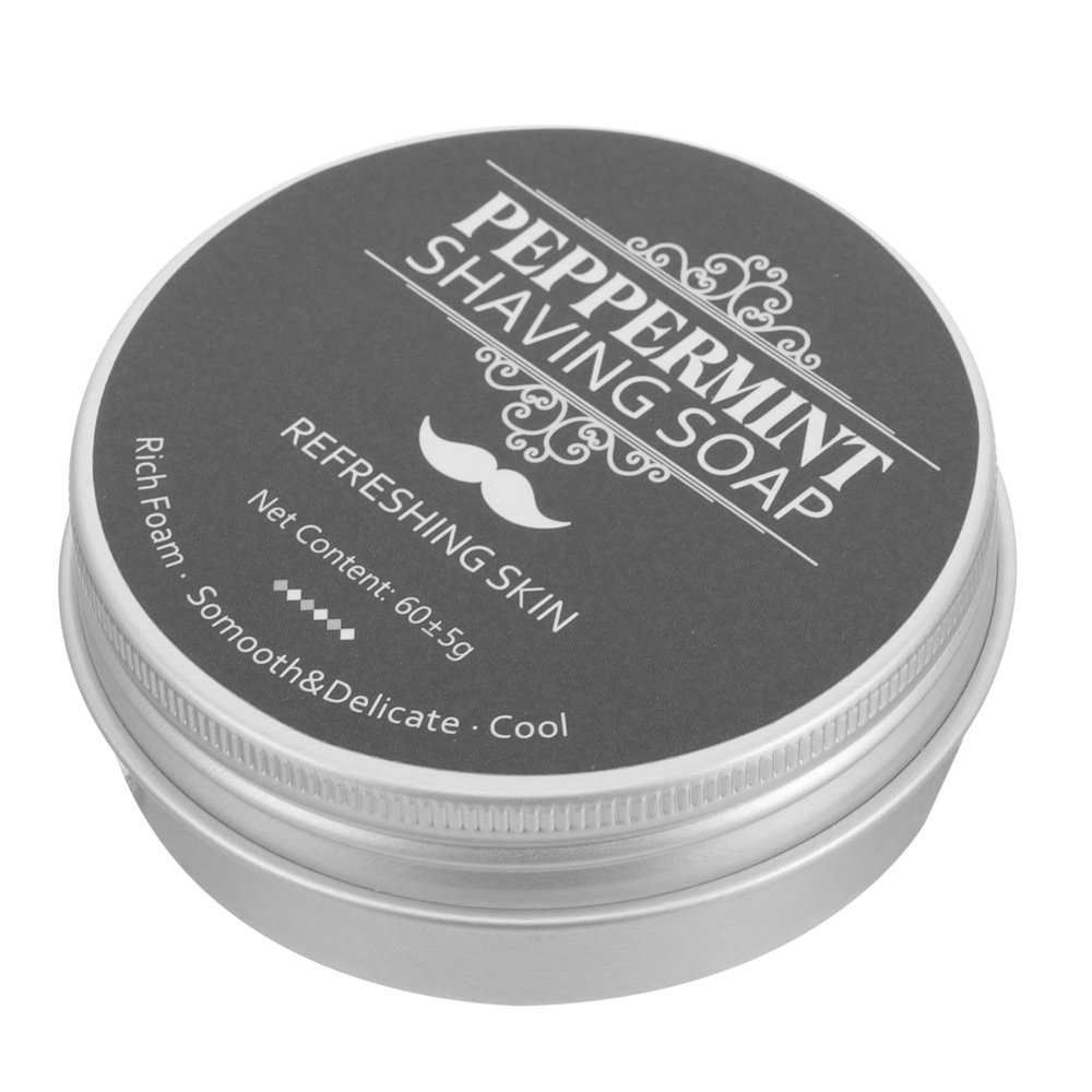 POPETPOP Peppermint Shaving Soap for Men Beard Grooming 100g Natural Refreshing Scent Smooth Wet Shave Suitable for Sensitive Skin