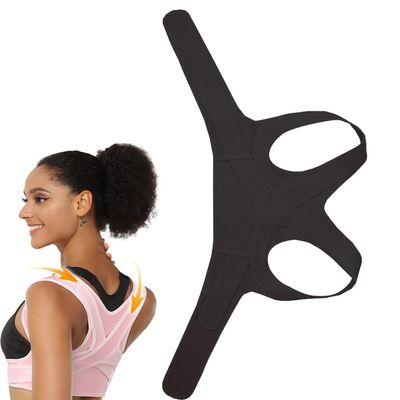 Ezata Seamless Posture Corrector, Back Brace Posture Corrector for Women and Men, Back Stretcher Posture Corrector, Fully Back Support Improve Back Posture and Lumbar Support ( Color : Black , Size :
