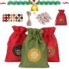 Harilla Advent Calendar Candy Gift Bag, Advent Calendar Bags for Fireplace, Red and Green Small view 3