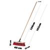 KADAX Push Broom with Wooden Handle, Wide Head and Long Stiff Bristles, Outdoor Broom for Sweeping Driveways, Sidewalks and Garage Floors (Red, 40 cm) view 2