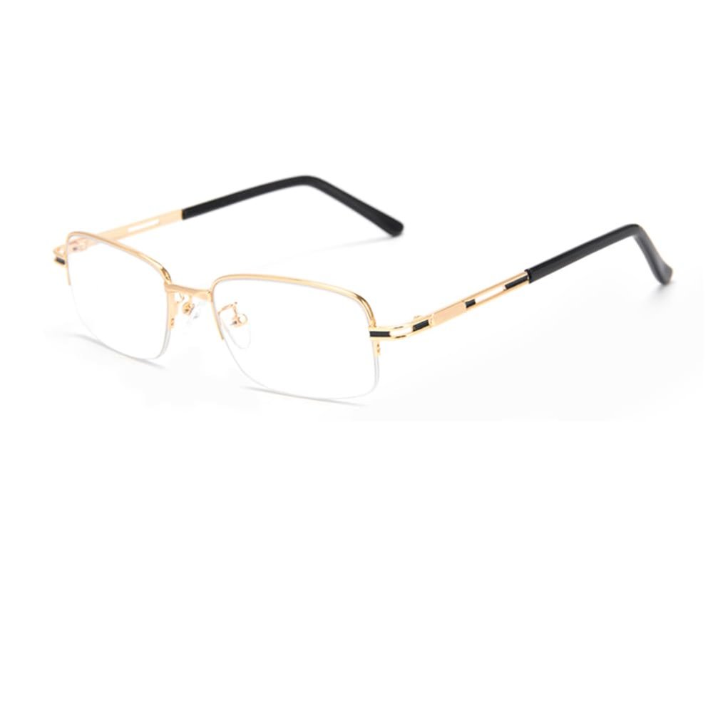 RICCIE Progressive Multifocal Anti-Blue Light Men's Reading Glasses, Aspheric Resin Lenses Outdoor HD Photochromic Sunglasses/UV400,Gold,+2.0