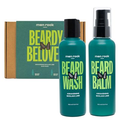 Men Rock Grooming Kit for Men Sicilian Lime Shampoo & Balm Duo Cleanses, Conditions & Moisturises Mens Grooming Gift Set