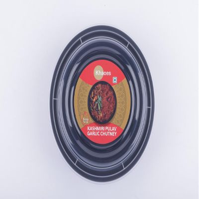 Khaoes Ready to Eat Kashmiri Pulav - Garlic Chutney Instant Kashmiri Pulav - Garlic Chutney with No Added Preservative and Colours (Item Weight : 88 gr,Pack Of 1)